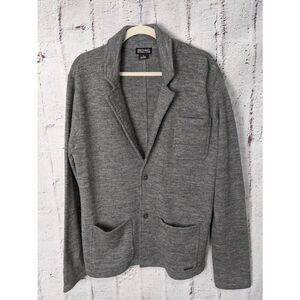 Michael Kors Sweater Men's size M Medium 100% Wool Gray Classic Cardigan Grandpa
